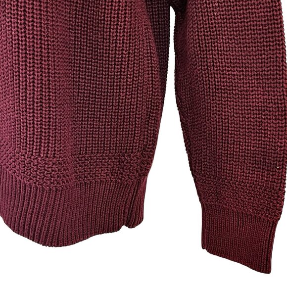 Vtg Eddie Bauer Men Henley Pullover Knit Sweater XL Burgundy Fisherman Outdoor - Picture 6 of 11